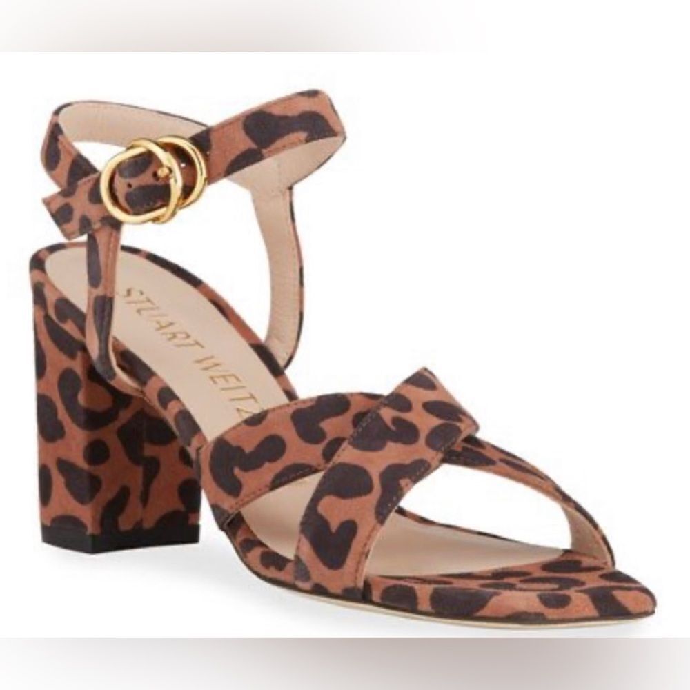 Leopard Print Block Heel Sandals - image 3